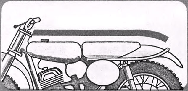 Рис. 1. Топливным бак, седло и щиток заднего колеса, расположенные на одной прямой, обеспечивают удобство работы гонщика на мотоцикле