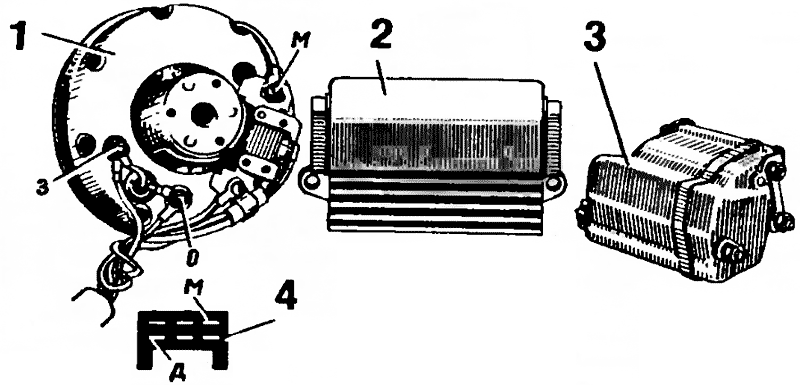 Приборы системы зажигания мопедов «Рига—22» и «Верховина — 8»