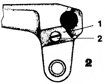 Рис. 2. Установка упора: 1 — упор; 2 — винт МЗ.